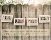 Dance, Love, Sing, Live - Inspirational Wall Art Set of 4 5x7 Rustic Color created for The 46th Annual CMA Awards (limited quantity)
