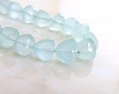 Aqua Blue Chalcedony Briolette Gemstone Faceted Trillion Center Drilled 8mm 1/2 Strand Wholesale