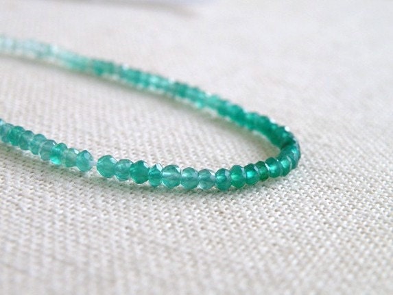 Green Onyx Rondelle AAA Emerald Shaded Faceted Israeli Cut Rondelle 2.5mm 1/2 Strand
