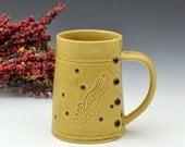 Coffee Mug in Honey Gold and Blue dots
