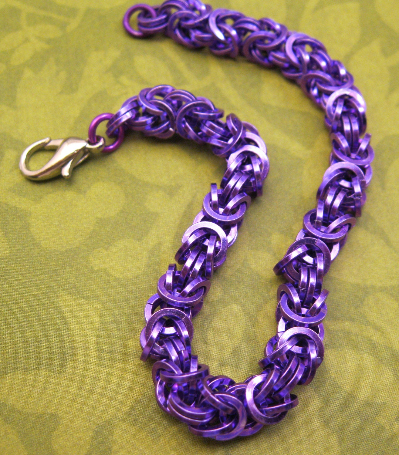 Violet Byzantine Chainmaille Bracelet in Square Wire