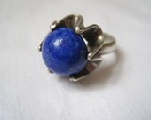Vintage Lapis Lazuli Sterling Ring - Modernist