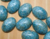 Vintage Teal 25x18mm Oval Matrix Mottled Flat Back Glass Cabochon (1 piece)