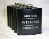 6oz. Laser Engraved Stainless Steel Flask  Weddings Christmas Birthdays Fathers Day