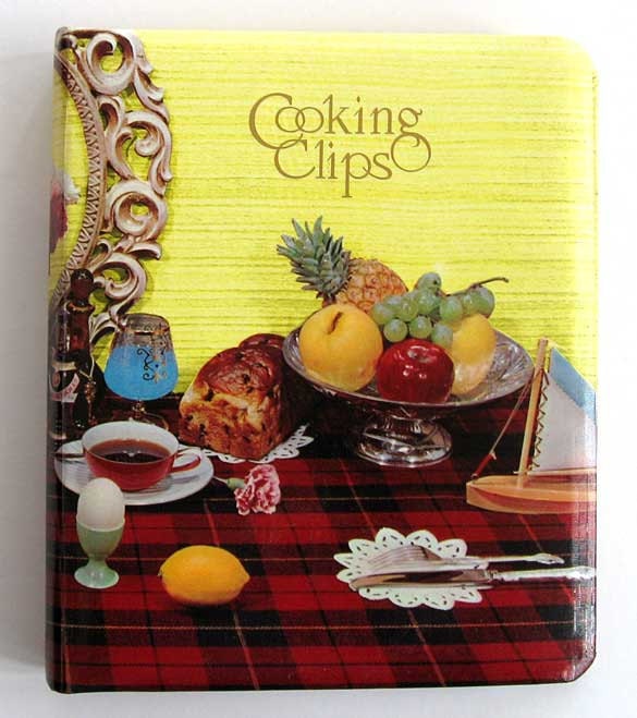 Vintage 1960's Cooking Clips Cooking Book, Blank Inside, PInk and White Sixties Images, Hard Cover Binding