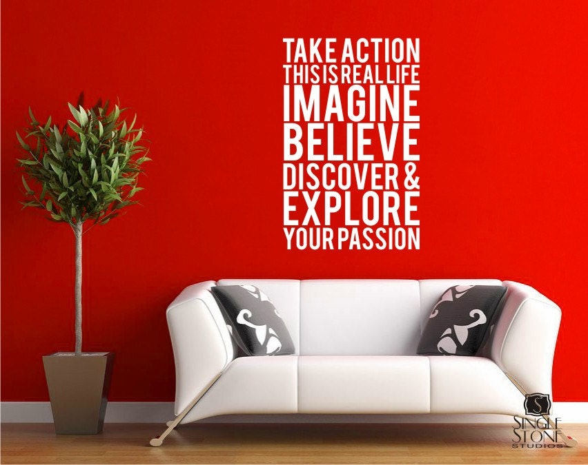 Wall Decal Quote Take Action - Vinyl Subway Art