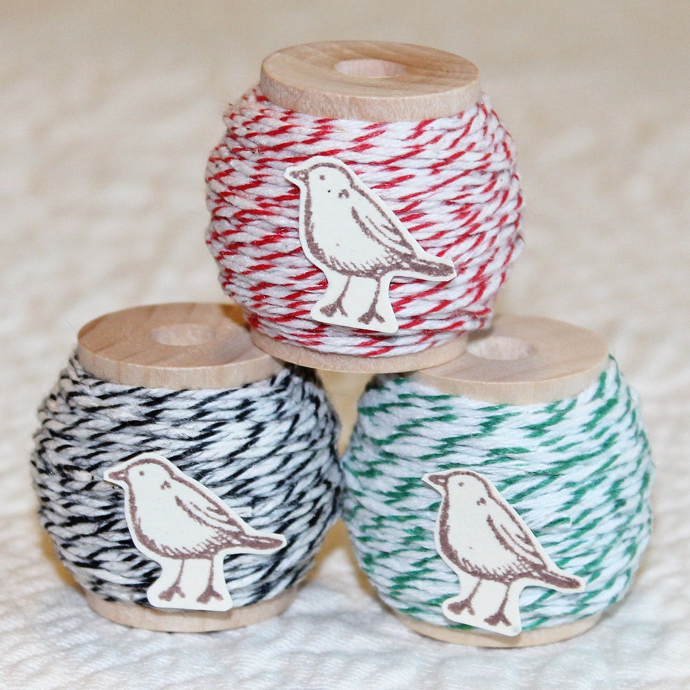 Bakers Twine Christmas Sampler, 60 Yards on Wood Spools, 4 ply,  Red, Spring Green, Black