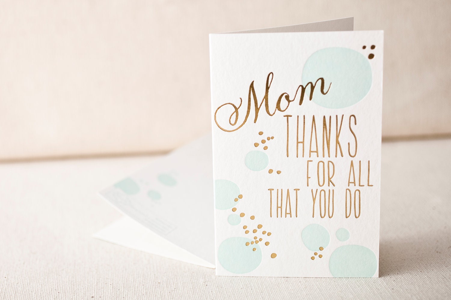 Letterpress & Foil Stamped Greeting Card - Mom For All You Do, Bamboo paper, kraft paper envelope, CF4-116T