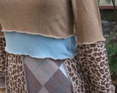 Reconstructed Pullover Tunic - Eco Friendly Style - Animal Print Love - Size Small-Medium