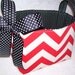 Red and Natural Canvas Chevron Print Fabric Basket Organizer Bin Storage Container
