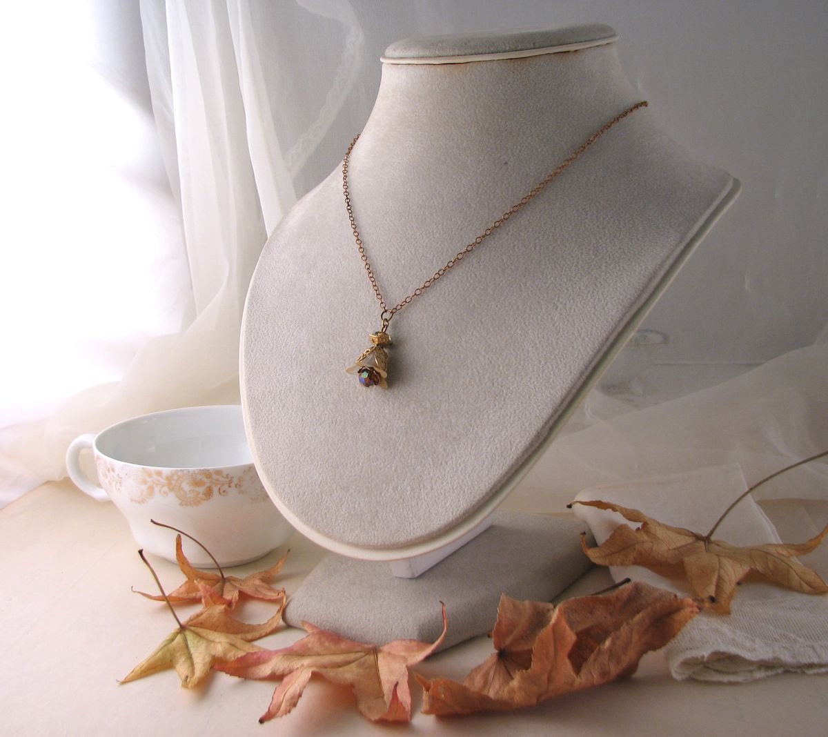 Woodland Shabby Flower earrings and necklace set