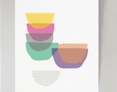 Coloured bowls - print