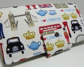 Handmade Long Wallet  BiFold Clutch - London Icons