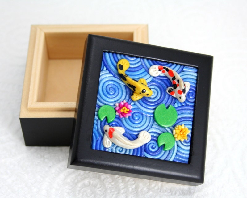 Koi Pond Mini Box in Polymer Clay