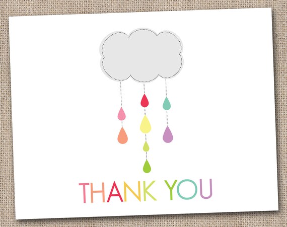 Printable Thank You Card Design - Shower Cloud Grey - INSTANT DOWNLOAD Il_570xn