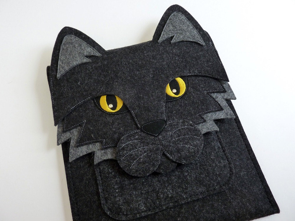 iPad mini case - Cat in anthracite felt - Made to order