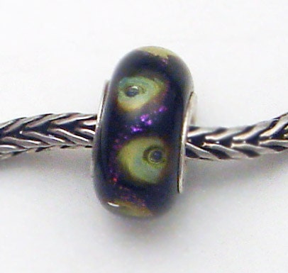 OOAKK  Green Bubbles in Amethyst Dichro - Troll Bracelet Bead (MAY-151)