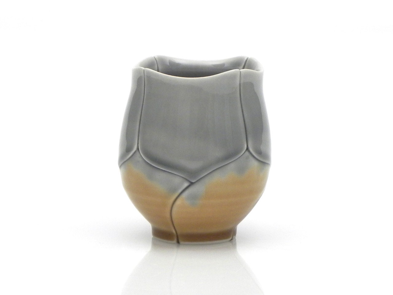 Small Grey and Amber Cup 10 Ounce Yunomi