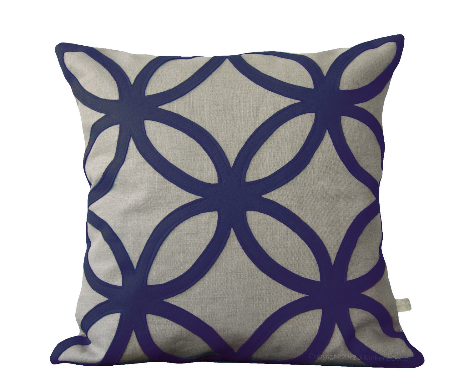 Navy Blue DECORATIVE PILLOW COVER - Geometric Felt Design by JillianReneDecor Spring Summer Home Decor Navy and Neutral Indigo