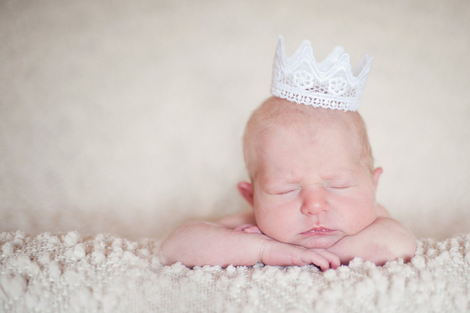 Lace Newborn Crown in WHITE Photography Prop Teeny and Sweet