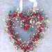 Christmas wreath - Heart Shaped wreath - red roses - front door decor