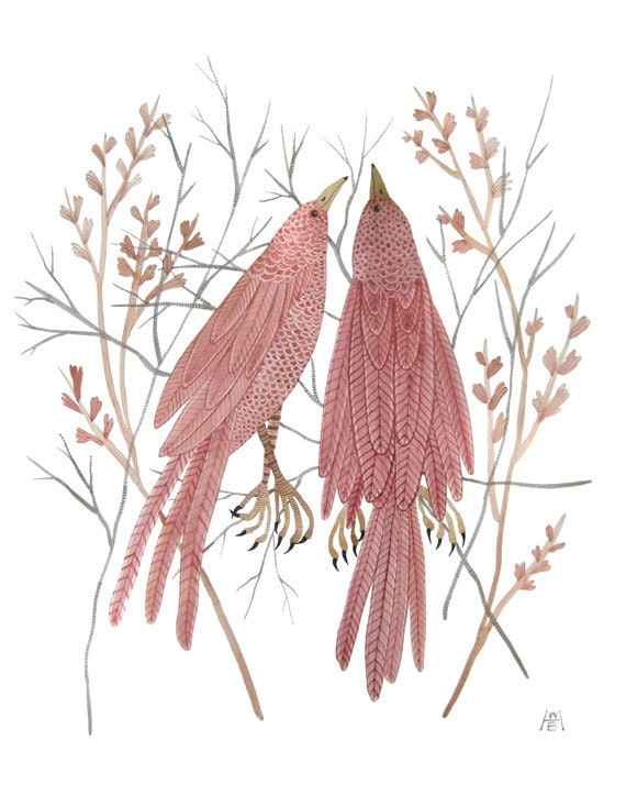 Hour of Birds III bird art large original watercolor painting
