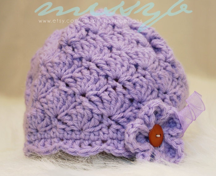 Crochet Hat Pattern - Baby Shell and Scallops Pretty Hat -  3 to 6 month size - PDF pattern - Fun Photography Prop