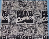 Marvel Comic Logo Black and White by the yard