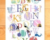 Childrens Decor, Nursery Wall Art, ABC Wall Art Alphabet Animals 8 x 10 Art Print - choose Boy or Girl or Both or Neutral