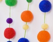 Primary Colors Wool Felt Ball Garland - 4 yards - 60 balls 1cm/2cm