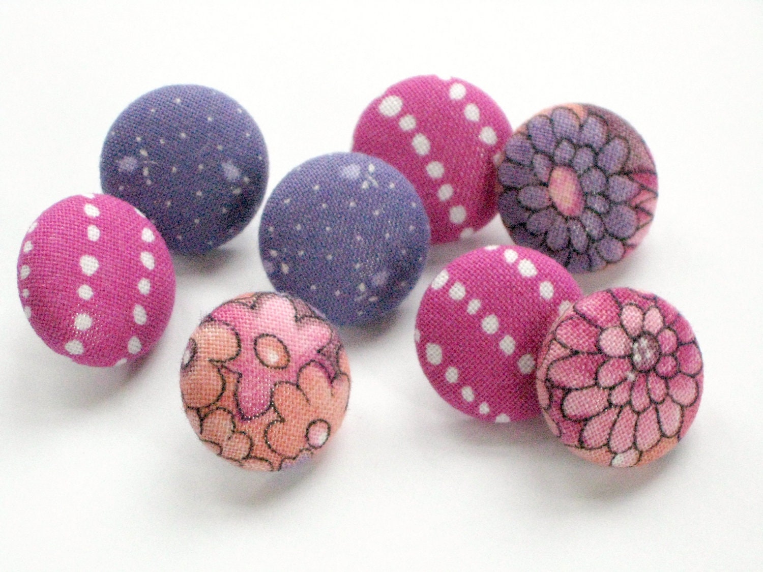 Planting Seeds. Magenta...Tack Pack of 8. Fabric Push Pins. Gift Tin
