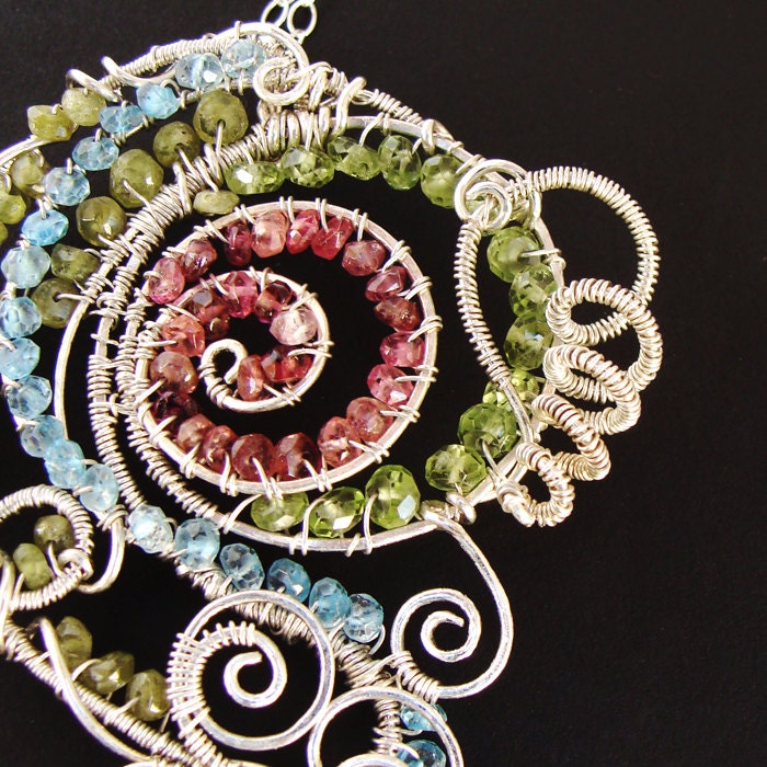Blooming Vine Sterling and Gemstone Necklace