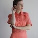 Vintage 40s Dress . NOS . Puritan Forever Young . Sheer Peach . 1940s Gown . Matching Belt . New With Tags