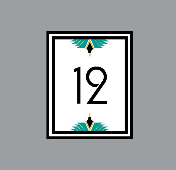 Vintage Antique Art Deco Border Layered Wedding Reception Table Numbers