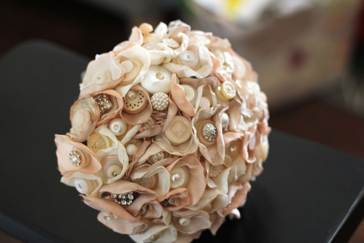 Romantic Gardens Satin and Button Bouquet
