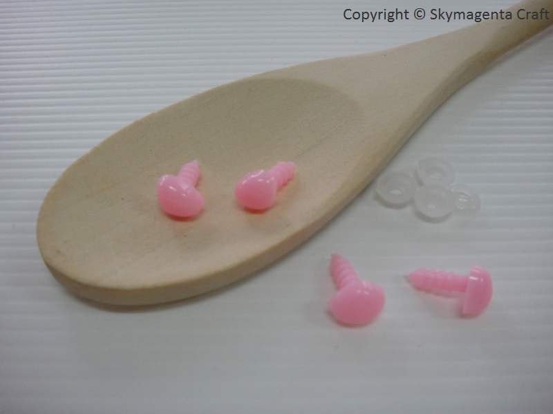 50 sets of SAFETY NOSE and washer, Pink Color, 10 mm (00974)