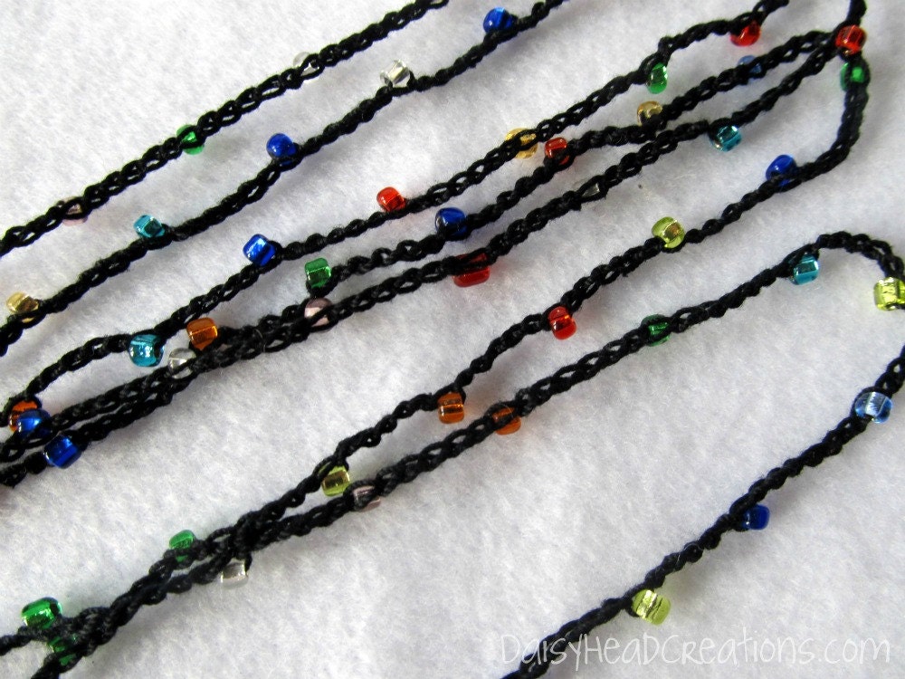 Beaded Crochet Bracelet or Necklace- Heavily Beaded- Lobster Clasp- Crochet Jewelry lariat style wrap necklace bracelet- YOU CHOOSE color