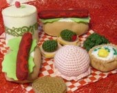over 10 pieces random crocheted and felt  food toys