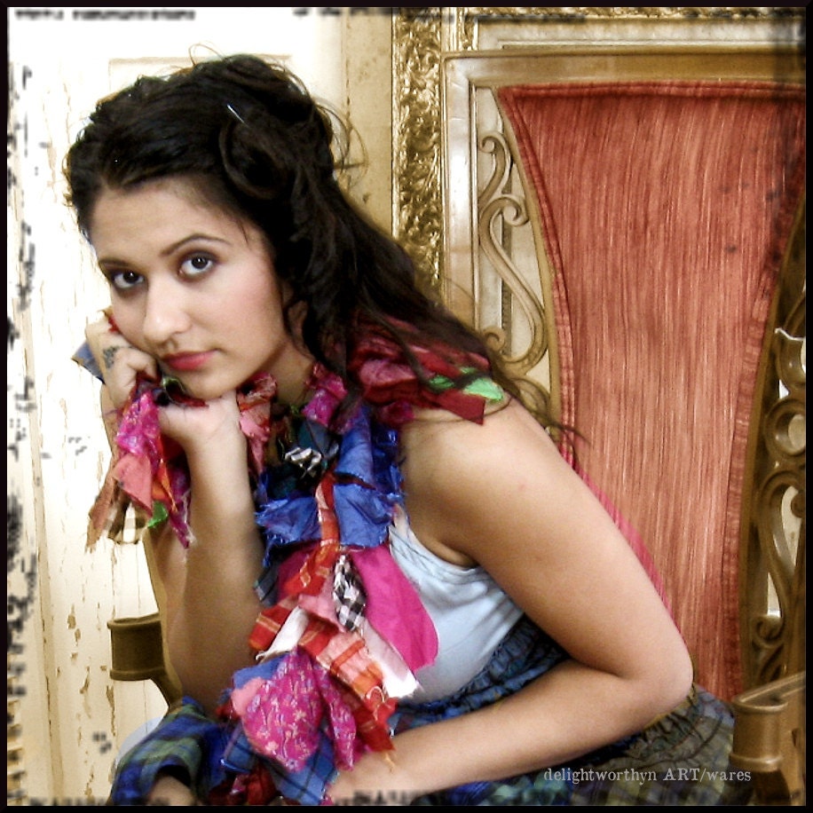 Tattered Silk Boa Scarf