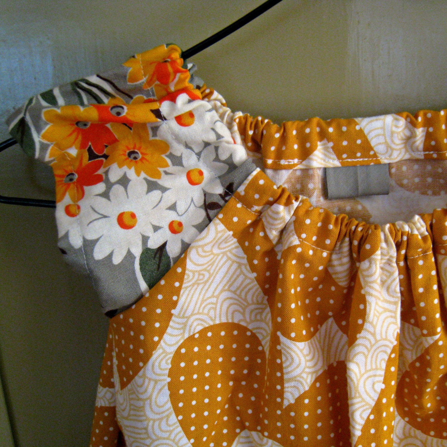 Peasant Dress - Retro Flower- size 3 to 4  years Ready to Ship