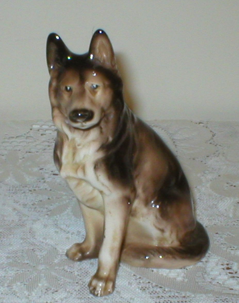 German Shepherd Dog Puppy Figurine Large Vintage