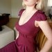 RASPBERRY matte satin dress with special handmade shoulder detail bridesmaids dress bordeoux dress cocktail dress