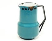 enamelware mid century Danish modern creamer . turquoise enamel Dan Kok Glud Marstrand Denmark . vintage 1950s 1960s Dansk style