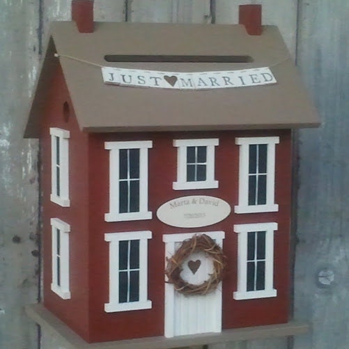 2013 Wedding Card Box Birdhouse Original  Personalized -  Choose your Colors - Just Married banner