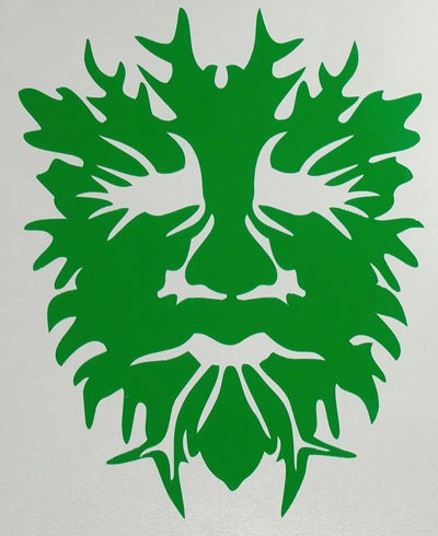 Celtic oak greenman kelly green vinyl decal