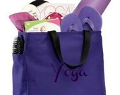Yoga Tote Bag Purple Personalized Embroidery