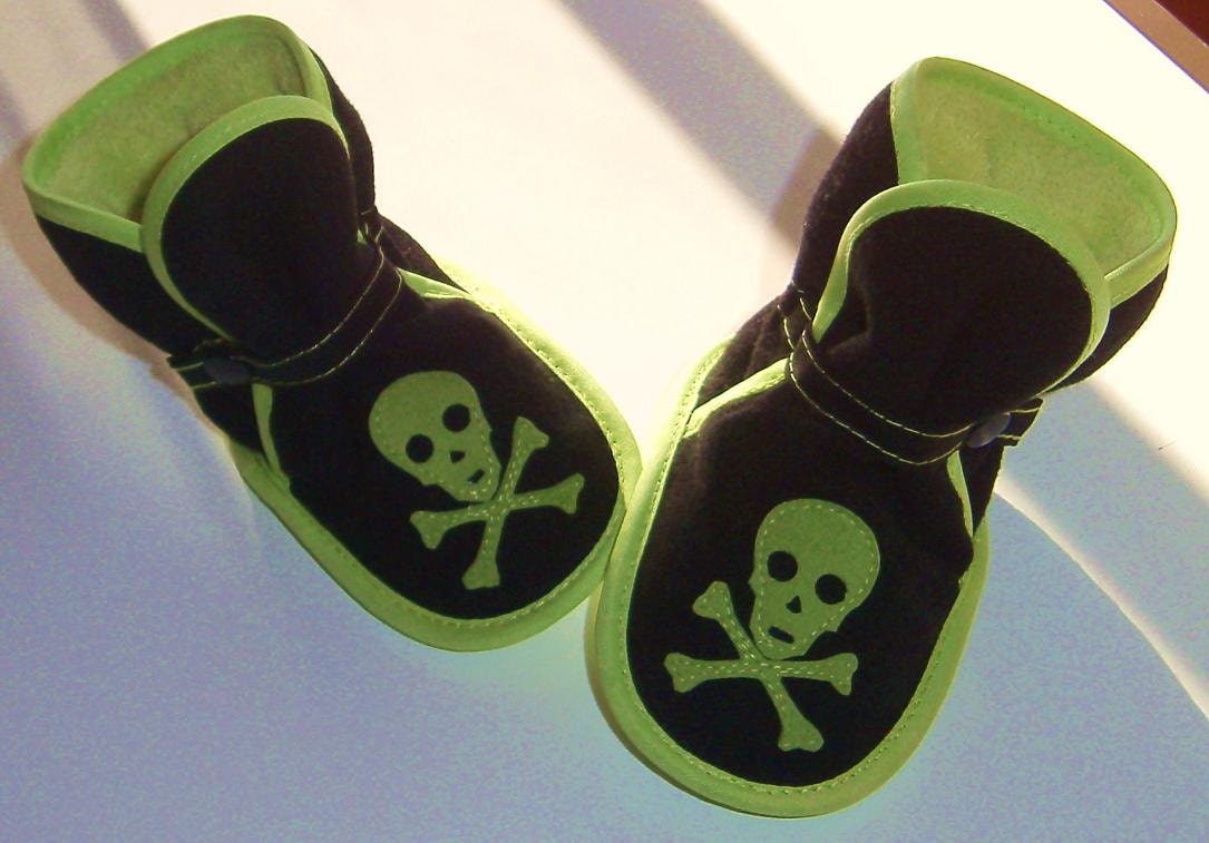 Bundle of Joy Sale - Buy 2 get 1 FREE - use coupon - BUNDLEOFJOY - Lime and Black Pirate Boots - slippers, shoes, booties