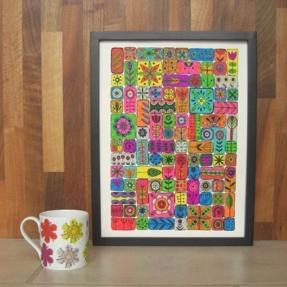 colour-it-yourself screenprinted poster in 4 designs