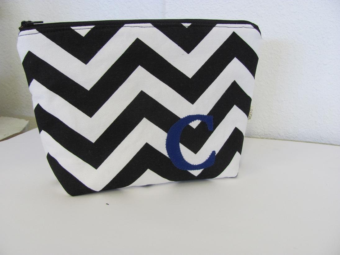 Personalized Padded Cosmetic Bag - Custom Order - You Choose Colors - Applique Monogram - Bridesmaid Gift - Bulk Pricing Available