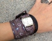 Gray/Brown Paisley Necktie Wrist Watch